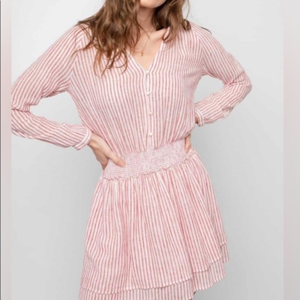 Rails Jasmin Dress in Belmont Stripe small red and white striped long sleeve